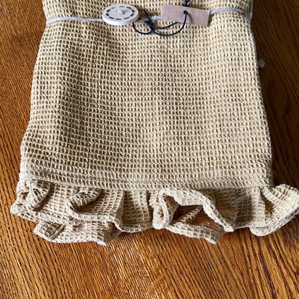 Creative Co-Op Yellow Waffle Weave Kitchen Towel with Ruffle
